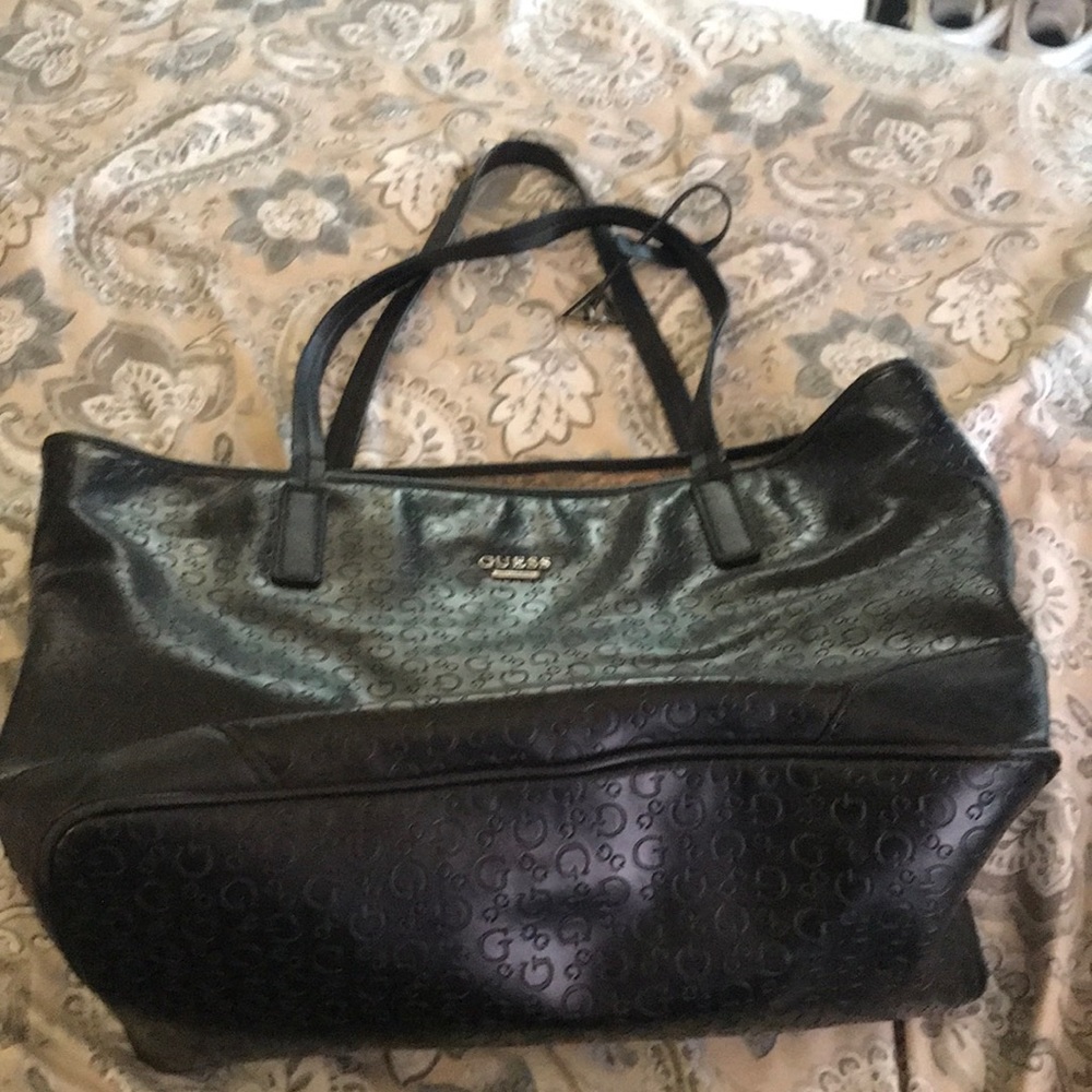 Black guess Los Ángeles tote bag leopard interior